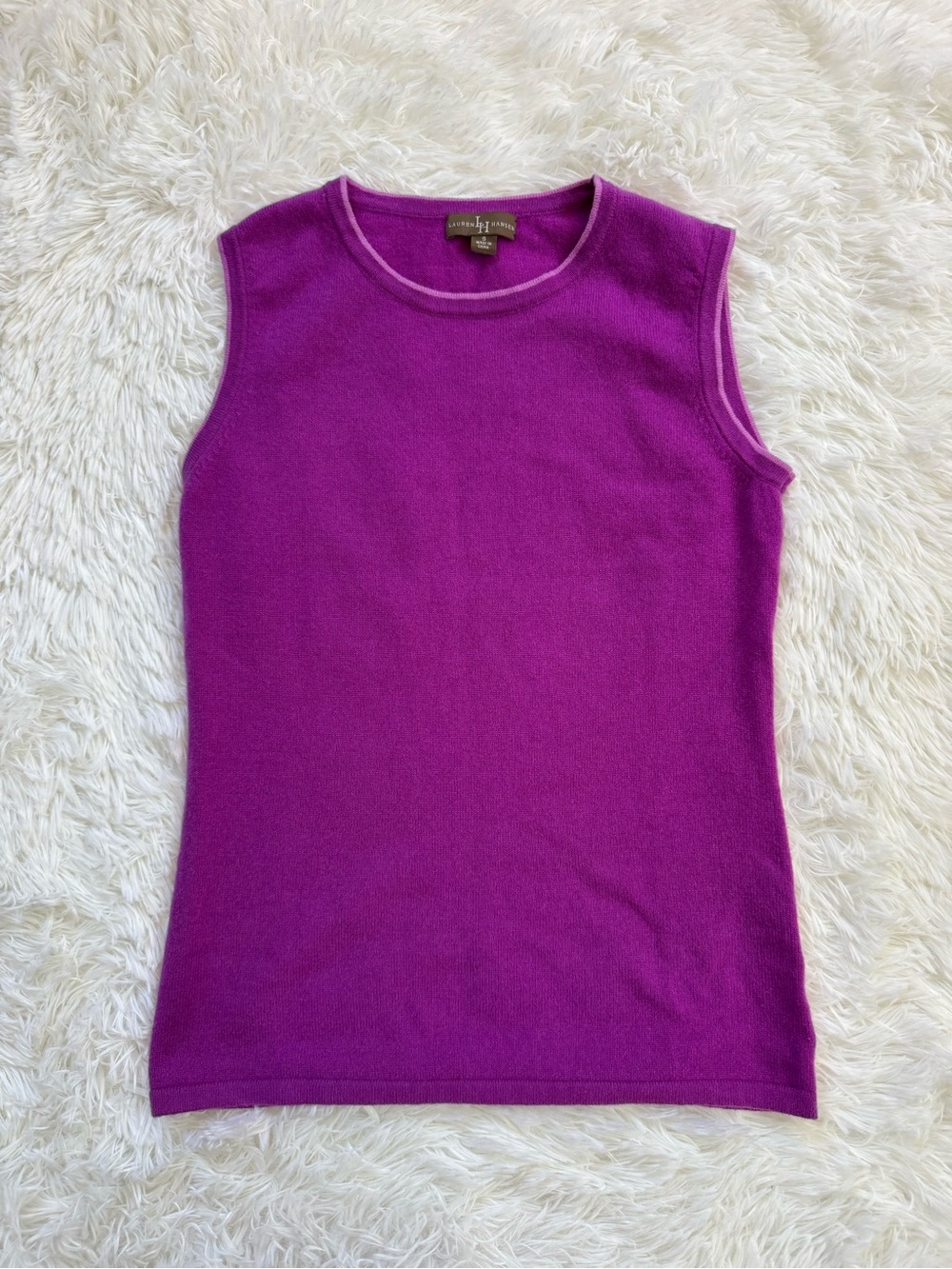 Lauren Hansen violet purple 100% 2 ply cashmere sweater vest size small